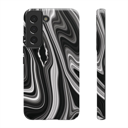 Radiating Elegance V2 Stylish Marble Phone Case - Tough and Sleek Black & White Design