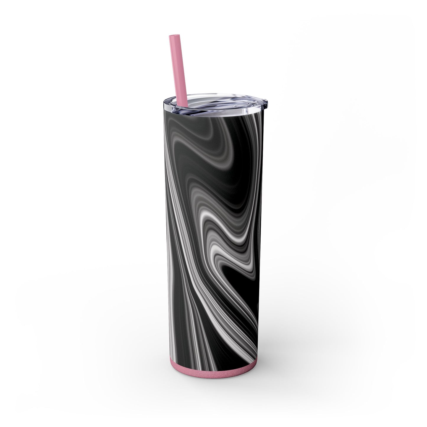 Radiating Elegance V2 Elegant Black Marble Skinny Tumbler with Straw - 20oz