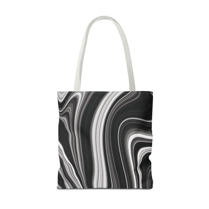 Radiating Elegance V2 Chic Black and White Swirl Tote Bag - Stylish Reusable Shopping Bag