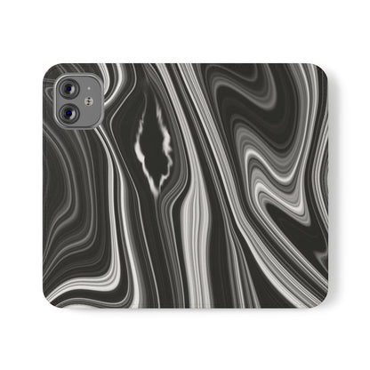 Radiating Elegance V2 Elegant Black Marble Phone Flip Case - Stylish & Functional Cover for Smartphones