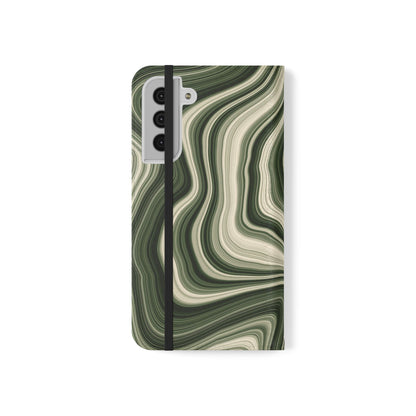 Radiating Elegance V1 Stylish Green Marble Flip Case for Smartphones - Perfect for Fashion Lovers