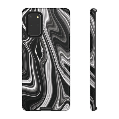 Radiating Elegance V2 Stylish Marble Phone Case - Tough and Sleek Black & White Design