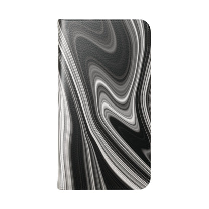 Radiating Elegance V2 Elegant Black Marble Phone Flip Case - Stylish & Functional Cover for Smartphones