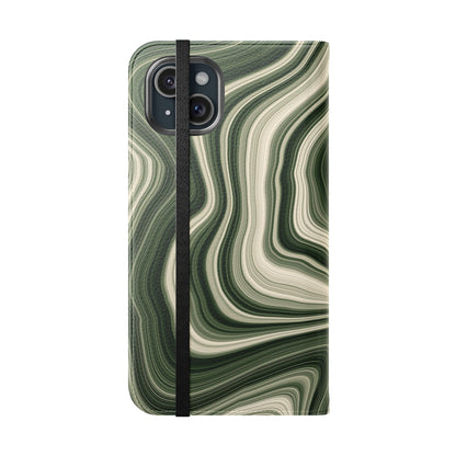 Radiating Elegance V1 Stylish Green Marble Flip Case for Smartphones - Perfect for Fashion Lovers