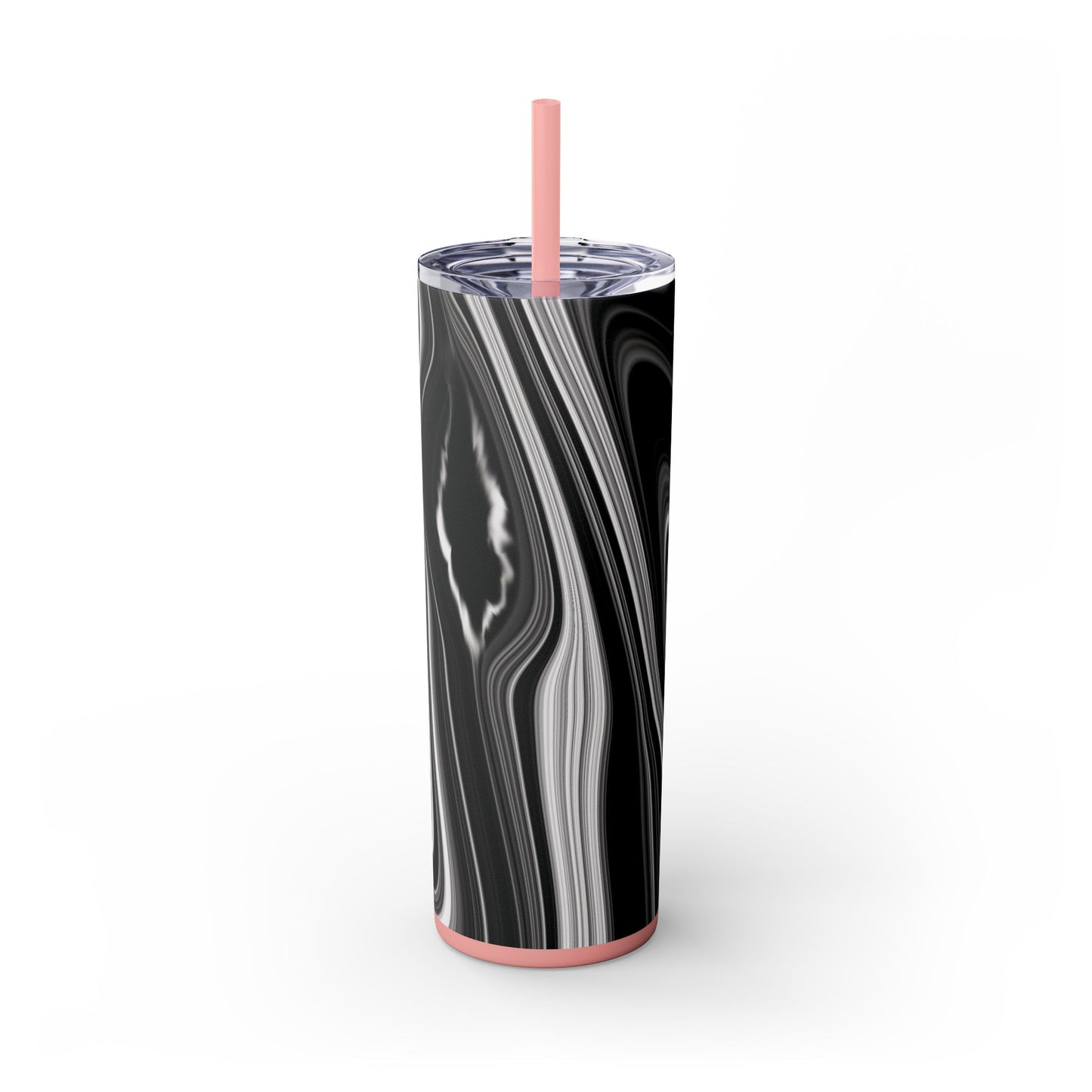 Radiating Elegance V2 Elegant Black Marble Skinny Tumbler with Straw - 20oz