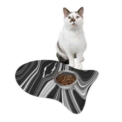 Radiating Elegance V2 Stylish Marble Pet Feeding Mat - Modern Black and White Design