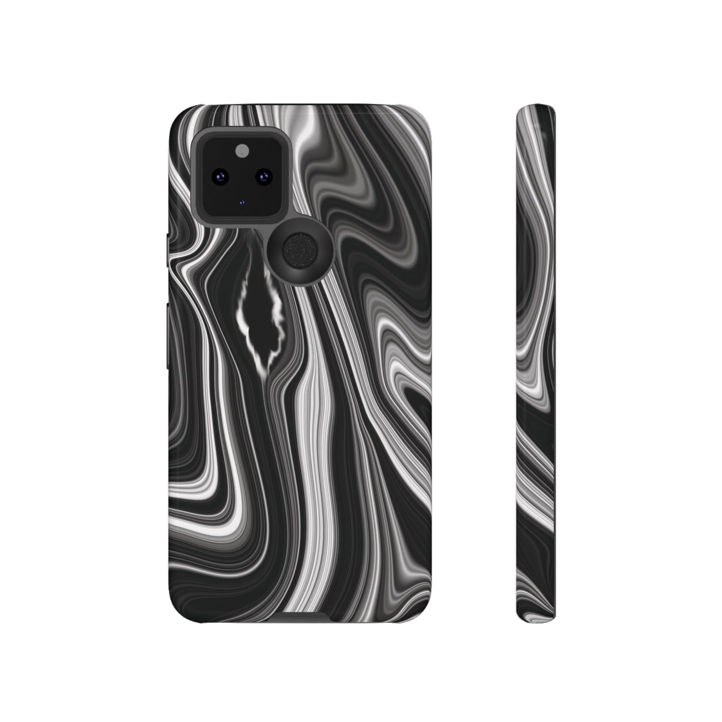 Radiating Elegance V2 Stylish Marble Phone Case - Tough and Sleek Black & White Design