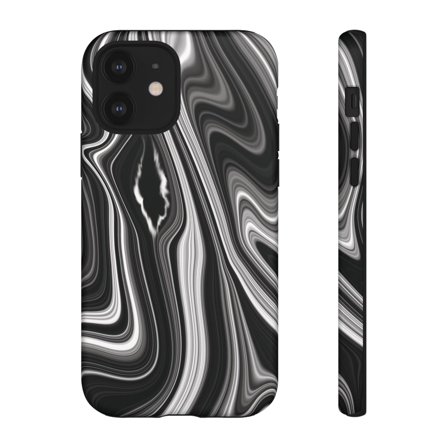 Radiating Elegance V2 Stylish Marble Phone Case - Tough and Sleek Black & White Design