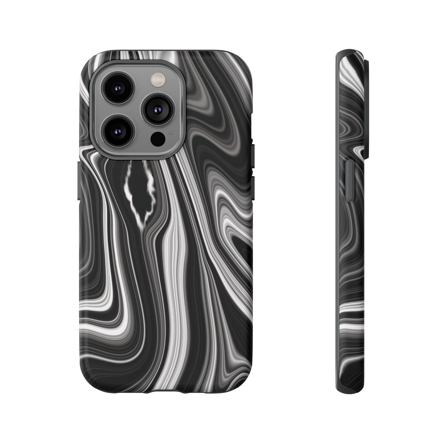 Radiating Elegance V2 Stylish Marble Phone Case - Tough and Sleek Black & White Design