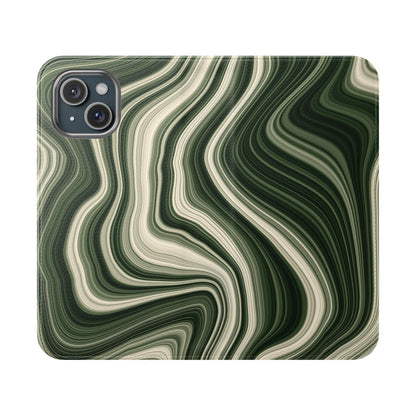 Radiating Elegance V1 Stylish Green Marble Flip Case for Smartphones - Perfect for Fashion Lovers