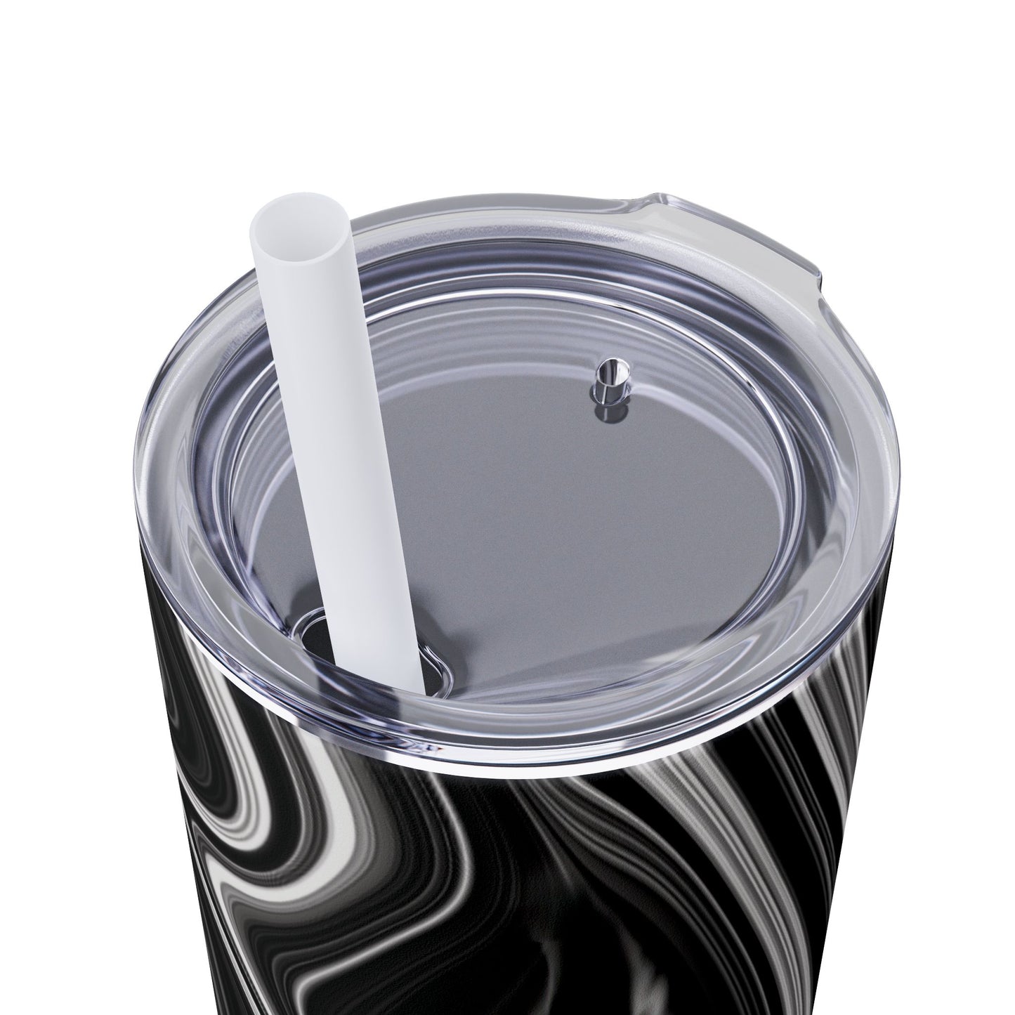 Radiating Elegance V2 Elegant Black Marble Skinny Tumbler with Straw - 20oz