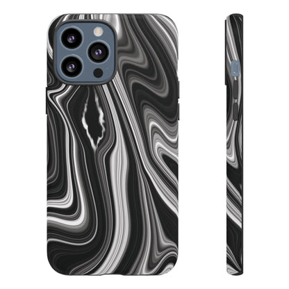 Radiating Elegance V2 Stylish Marble Phone Case - Tough and Sleek Black & White Design