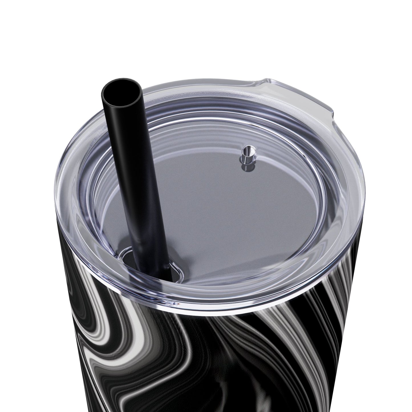 Radiating Elegance V2 Elegant Black Marble Skinny Tumbler with Straw - 20oz