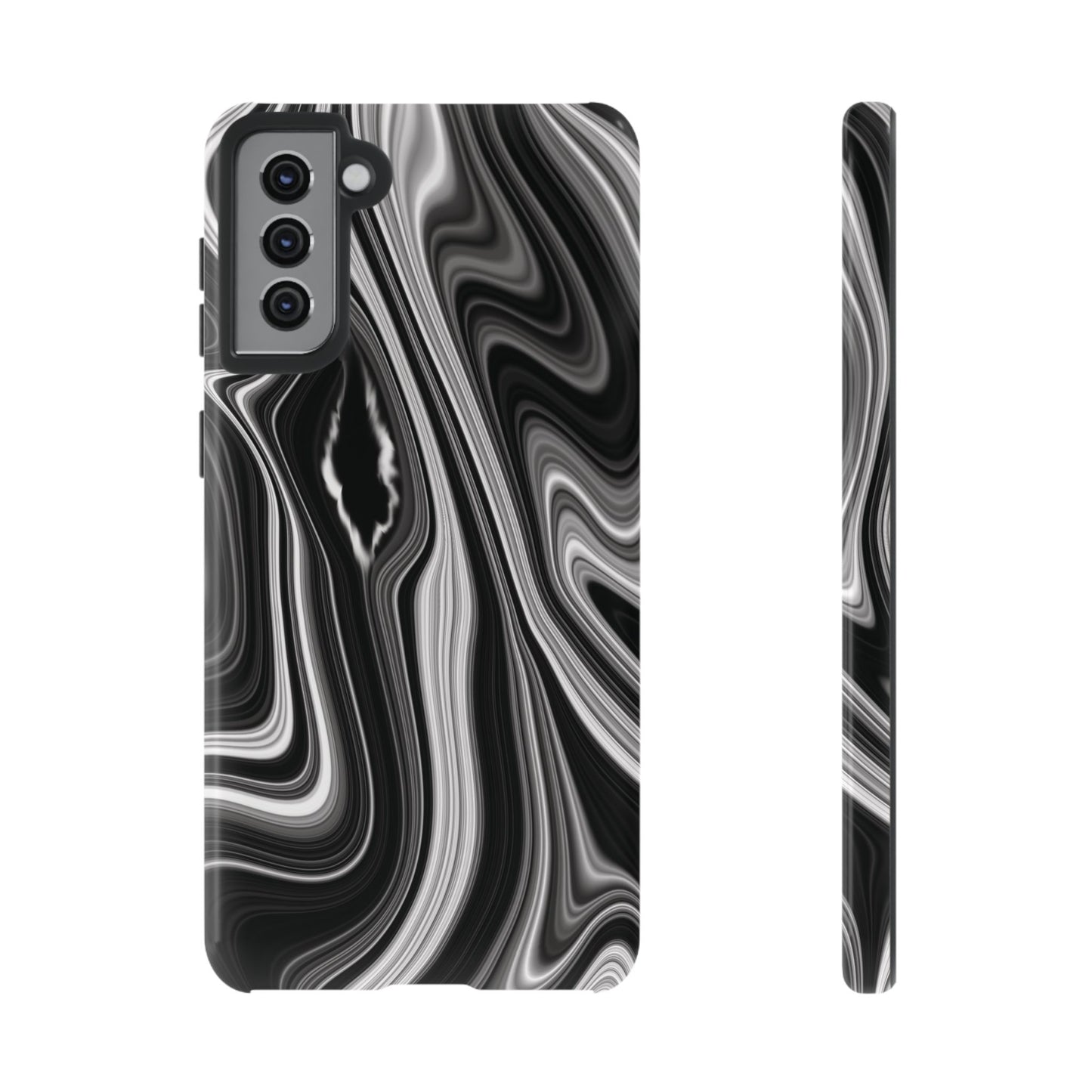 Radiating Elegance V2 Stylish Marble Phone Case - Tough and Sleek Black & White Design