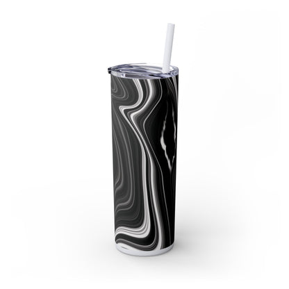 Radiating Elegance V2 Elegant Black Marble Skinny Tumbler with Straw - 20oz