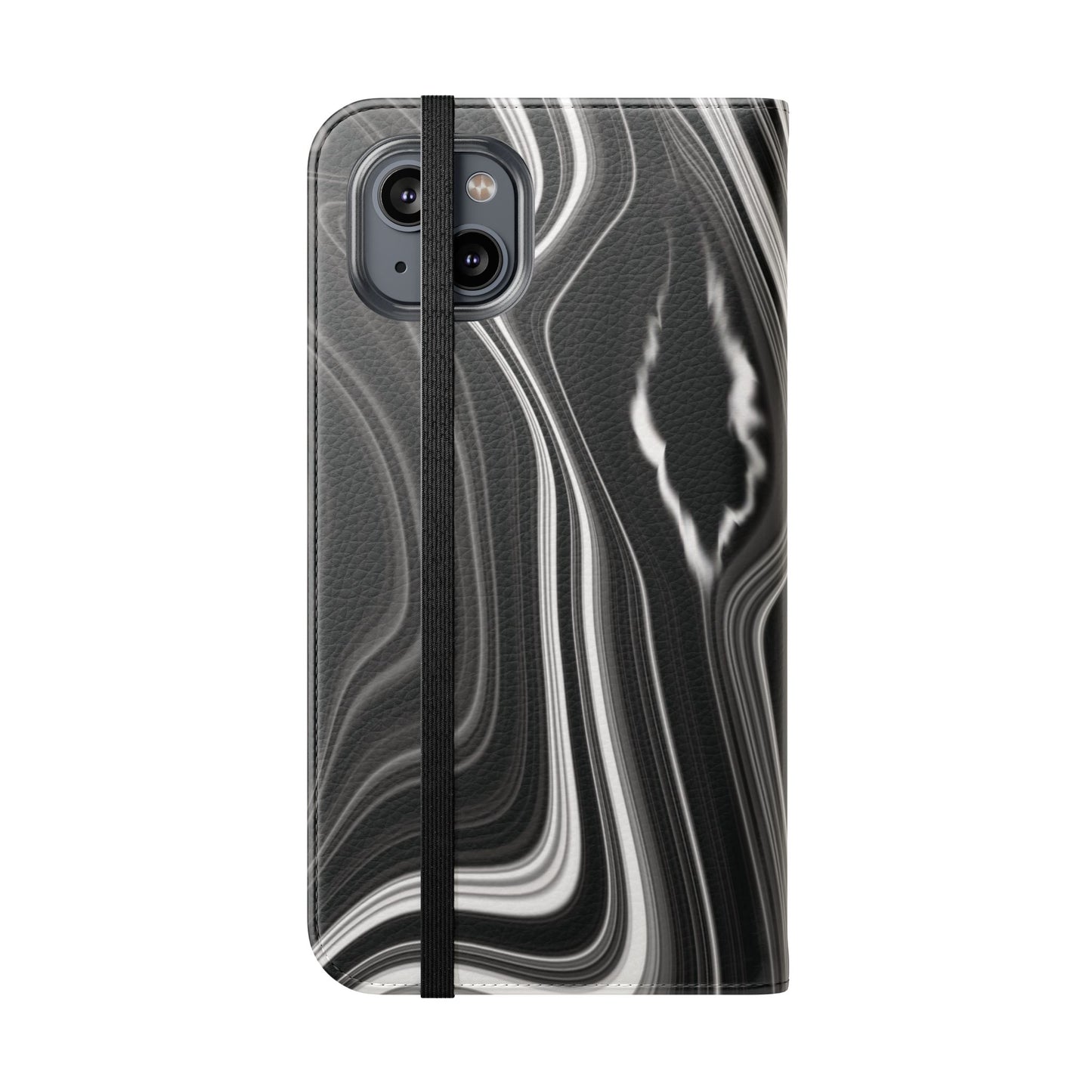 Radiating Elegance V2 Elegant Black Marble Phone Flip Case - Stylish & Functional Cover for Smartphones