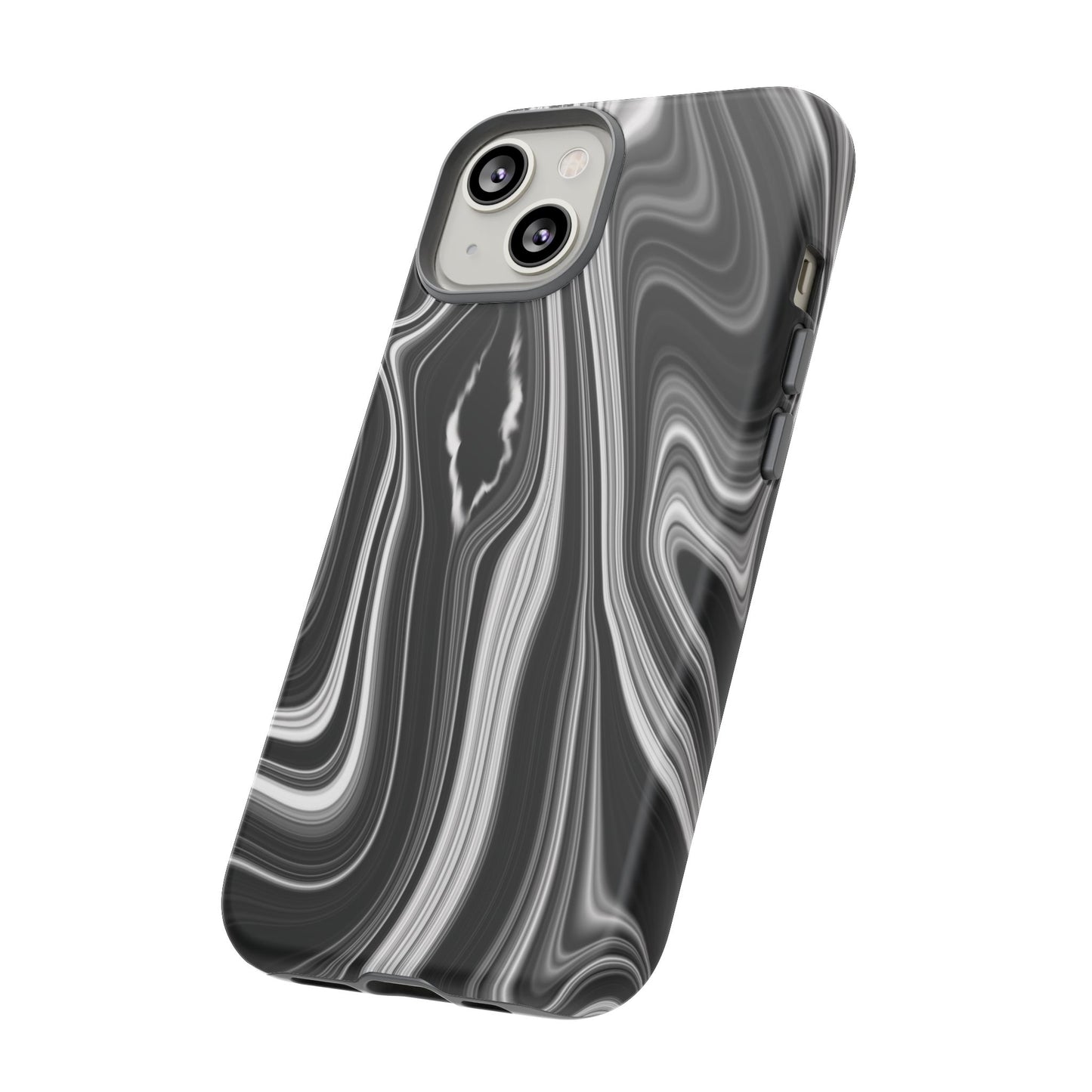 Radiating Elegance V2 Stylish Marble Phone Case - Tough and Sleek Black & White Design