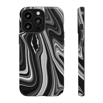 Radiating Elegance V2 Stylish Marble Phone Case - Tough and Sleek Black & White Design