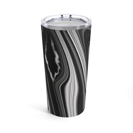 Radiating Elegance V2 Stylish Black and White Swirl 20oz Tumbler - Perfect for Coffee Lovers & Home Decor