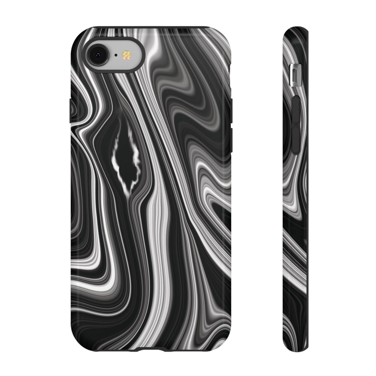 Radiating Elegance V2 Stylish Marble Phone Case - Tough and Sleek Black & White Design