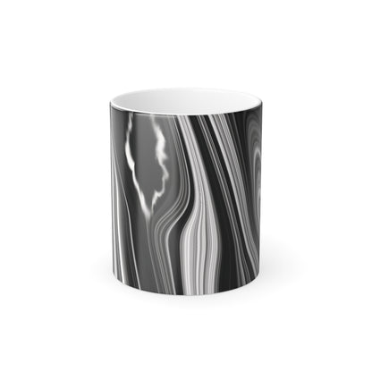 Radiating Elegance V2 Stylish Color Morphing Mug – Unique Black and White Design for Home or Office