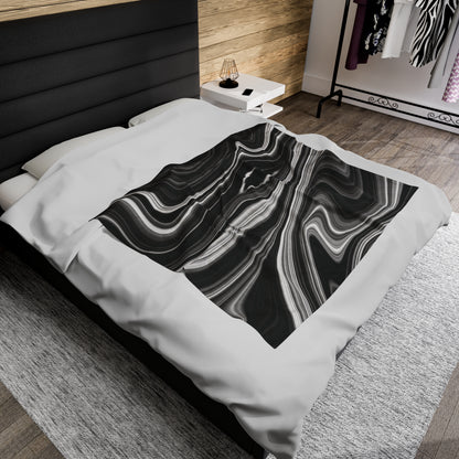 Radiating Elegance V2 Stylish Velveteen Plush Blanket - Modern Black & White Abstract Design