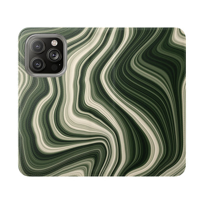 Radiating Elegance V1 Stylish Green Marble Flip Case for Smartphones - Perfect for Fashion Lovers