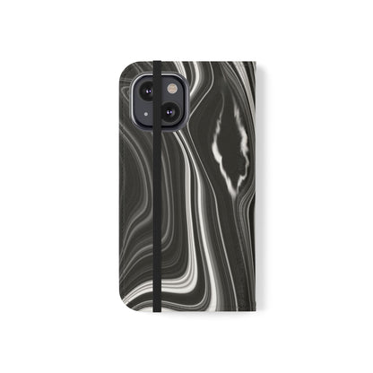 Radiating Elegance V2 Elegant Black Marble Phone Flip Case - Stylish & Functional Cover for Smartphones