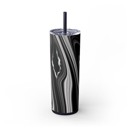 Radiating Elegance V2 Elegant Black Marble Skinny Tumbler with Straw - 20oz