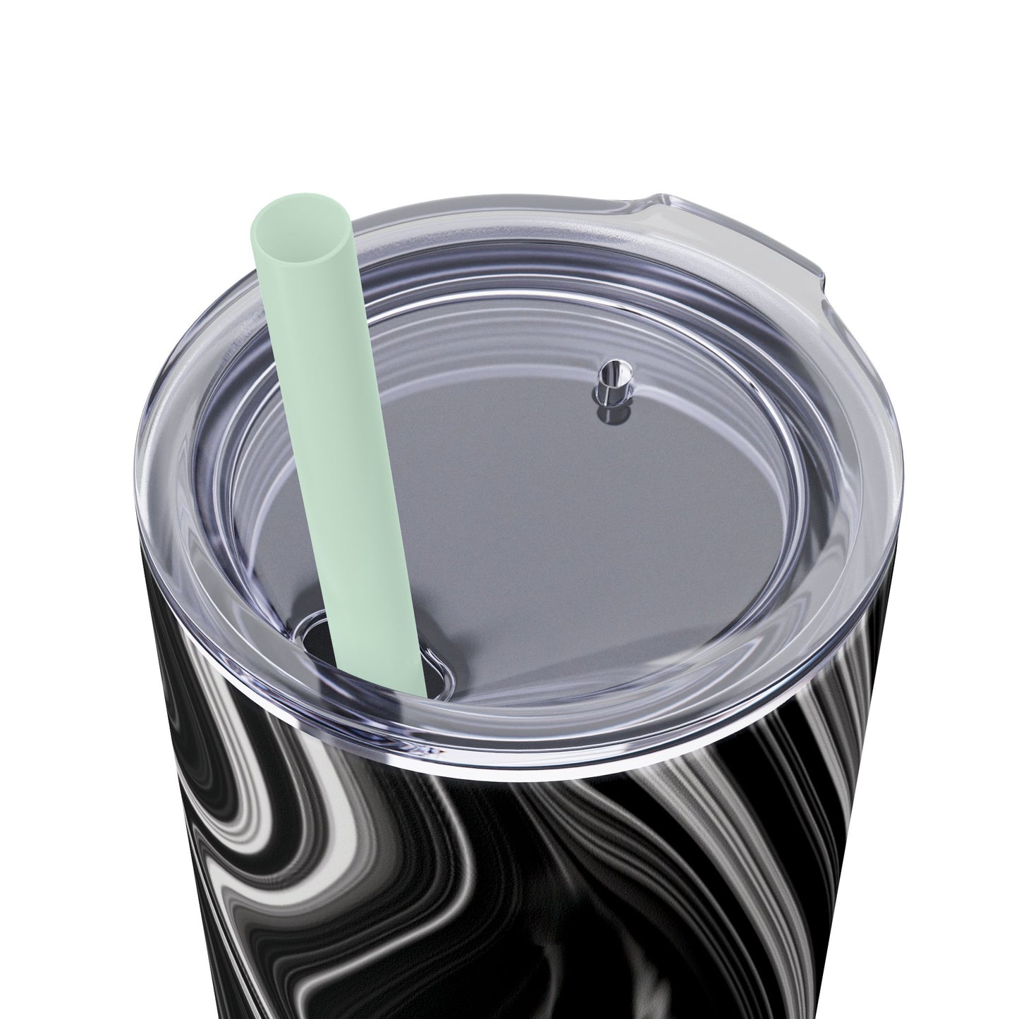 Radiating Elegance V2 Elegant Black Marble Skinny Tumbler with Straw - 20oz