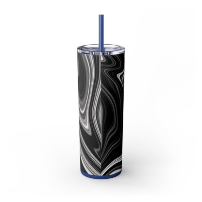 Radiating Elegance V2 Elegant Black Marble Skinny Tumbler with Straw - 20oz