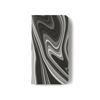 Radiating Elegance V2 Elegant Black Marble Phone Flip Case - Stylish & Functional Cover for Smartphones