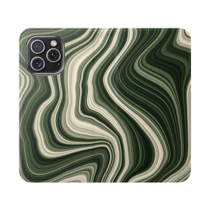 Radiating Elegance V1 Stylish Green Marble Flip Case for Smartphones - Perfect for Fashion Lovers