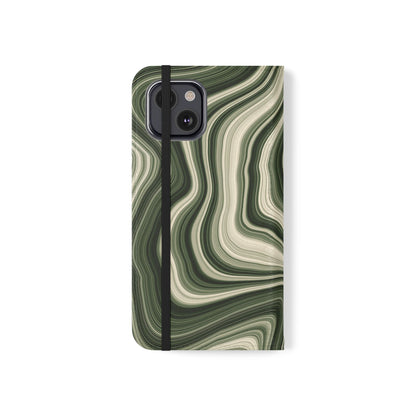 Radiating Elegance V1 Stylish Green Marble Flip Case for Smartphones - Perfect for Fashion Lovers