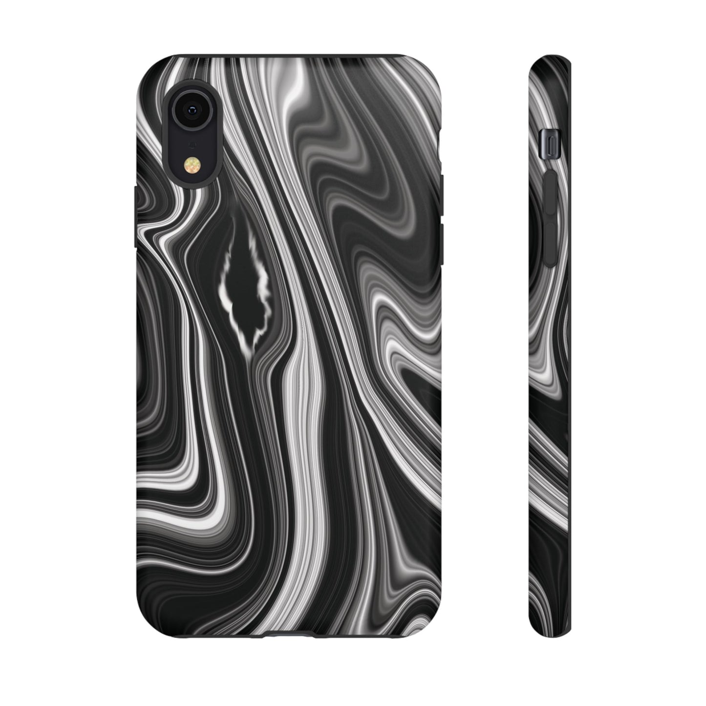 Radiating Elegance V2 Stylish Marble Phone Case - Tough and Sleek Black & White Design